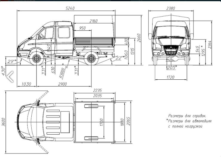 Кузов газель схема