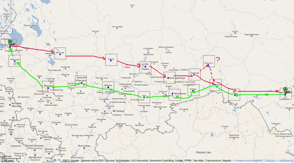 Красноярск санкт петербург расстояние на машине карта