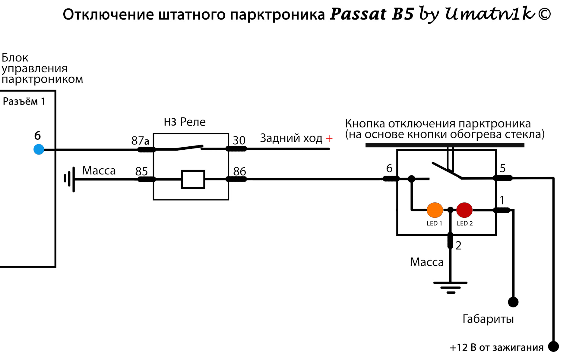 Кнопка парктроника джетта