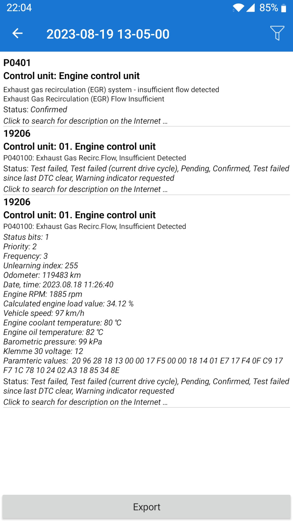 Again EGR fault code P040100 (4 months and 5 refuelings later…) — Volkswagen Golf Mk7, 1,6 л
