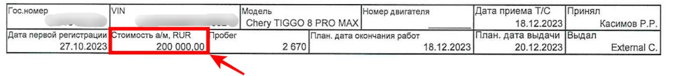 ТО — 0, в Chery Авилон Волгоградский проспект 18.12.2023 — Chery Tiggo ...