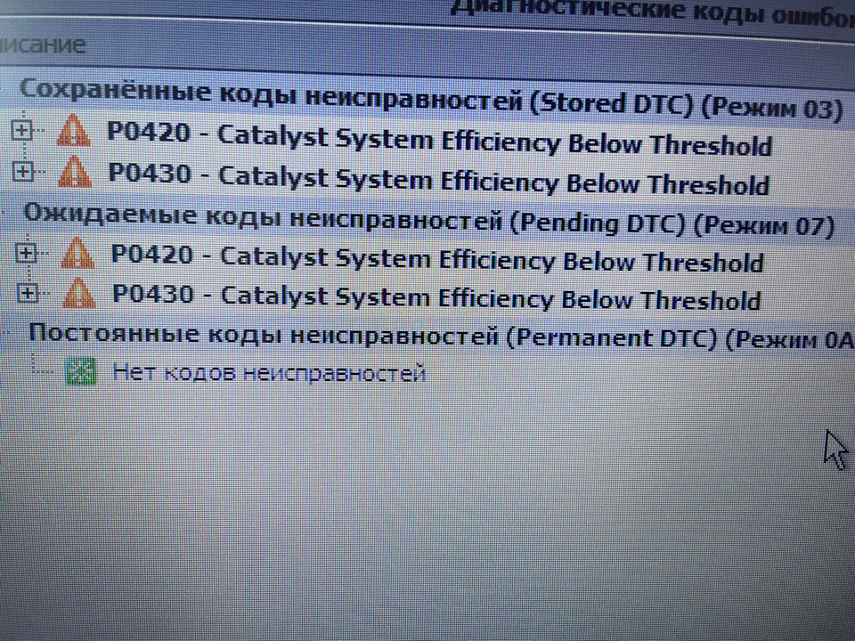 кода неисправности