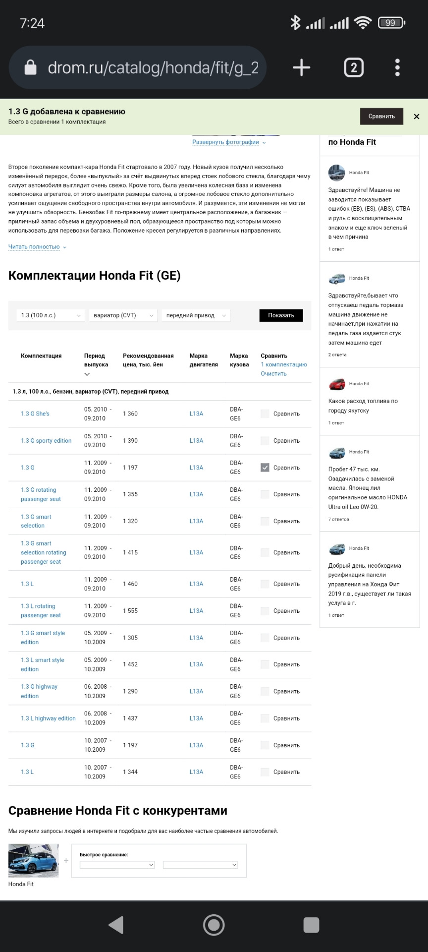 Я так и думал! | Комплектация — Honda Fit (2G), 1,3 л, 2010 года |  наблюдение | DRIVE2