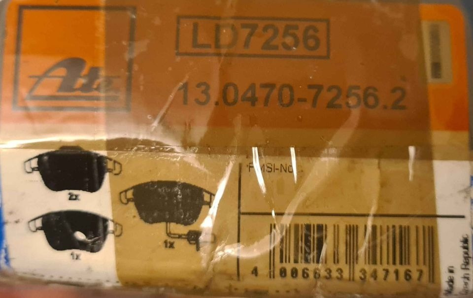 Тормозные колодки ATE Ceramic 13.0470-7256.2 на Audi A4 (B8), Audi A4 ...