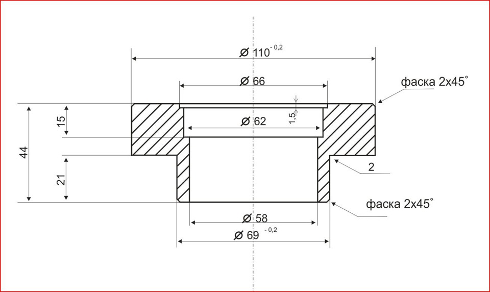 Фаска 2х45 на чертеже