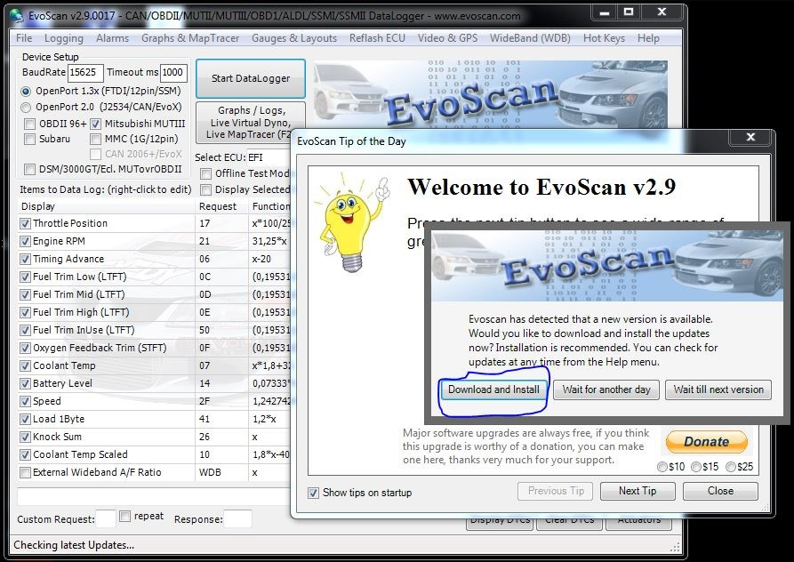 evoscan 2.9 map tracer