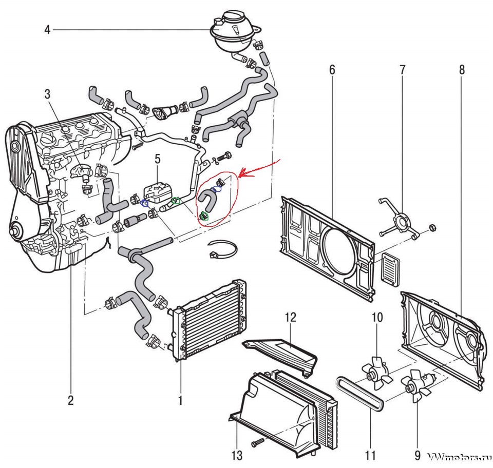 Схема охлаждения двигателя гольф 3