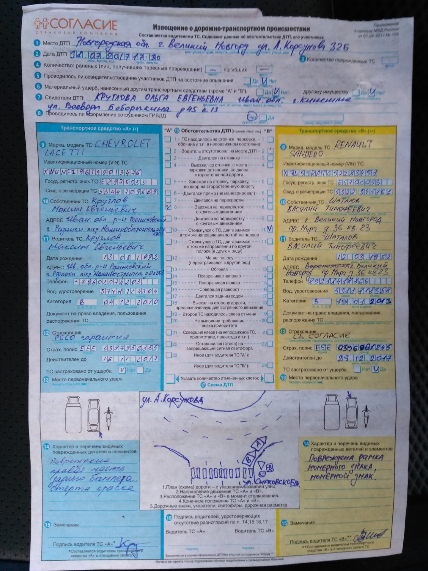 Протокол по дтп образец заполнения