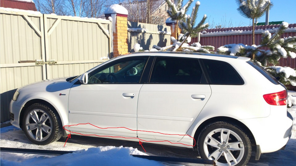 нижние молдинги, передний сколот по углам — Audi A3 Sportback (8PA)