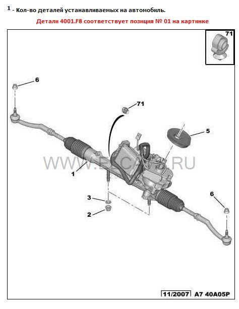Подтяжка рулевой рейки пежо 207