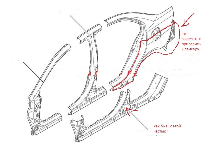 Кузов лансер 9 схема