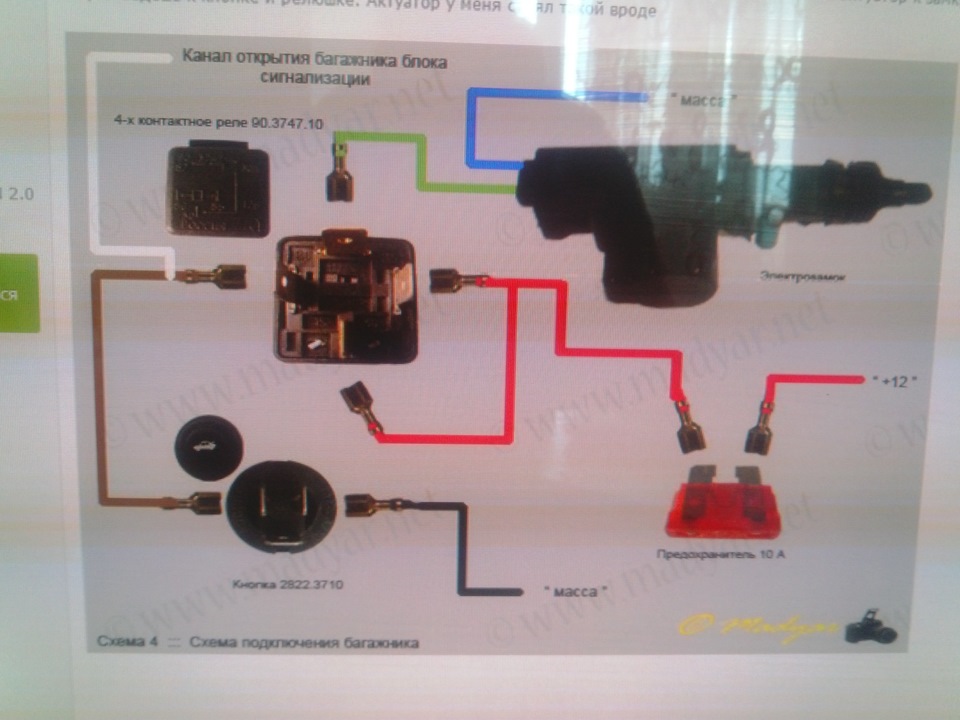 Схема подключения кнопки багажника ваз 2107