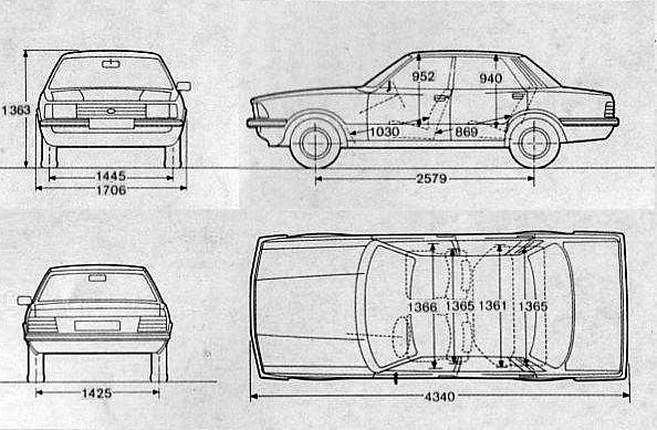 Чертеж форд скорпио 1 Геометрия Ford Taunus . Некоторые размеры. - Ford Taunus TC2, 1,6 л, 1979 года к