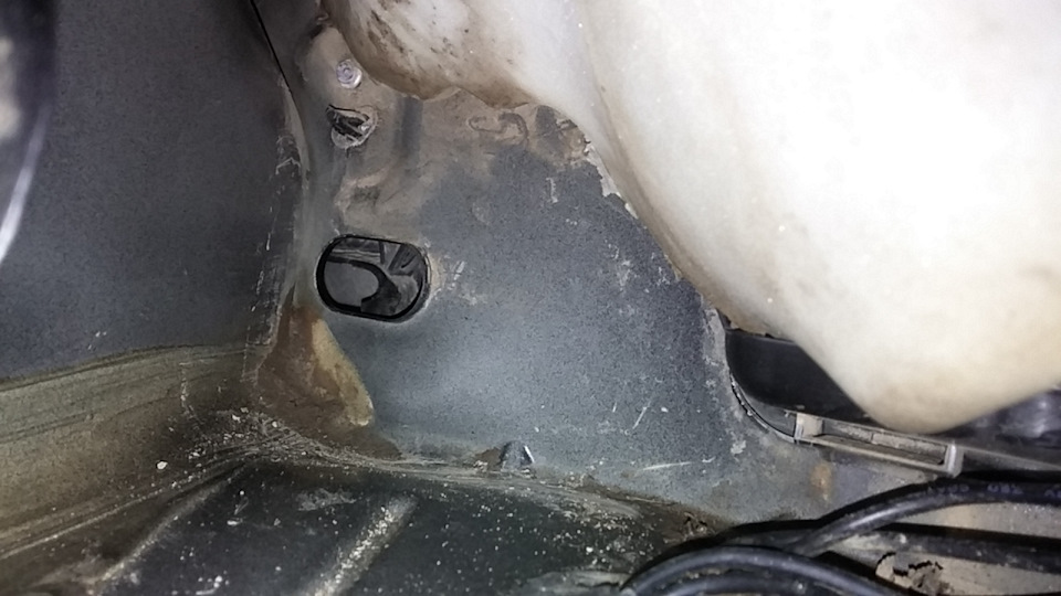 При разборе губка оказалась напрочь сырой(оказывается отлетела заглушка :( (уже потом дома, временно запенил это отверстие) — Ford Focus Sedan III