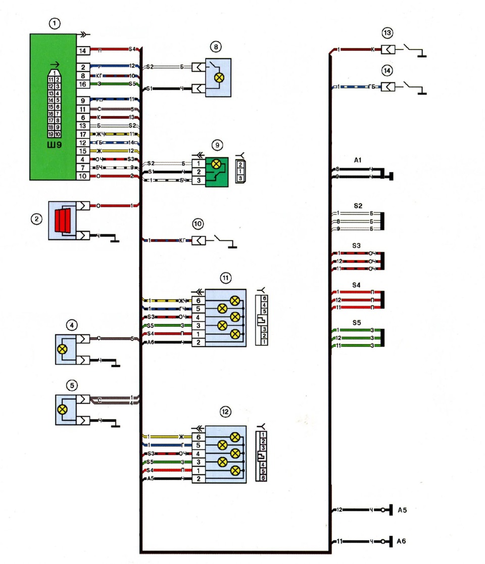 Проводка салонная ваз 2114 схема