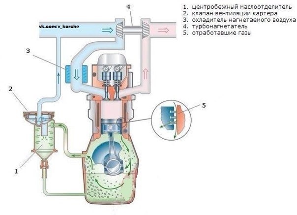 куда удаляются картерные газы при закрытой вентиляции картера
