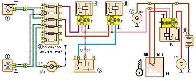 Установка реле стартера на ваз 2101 схема