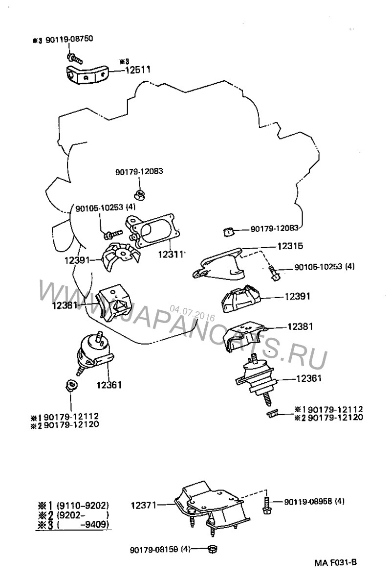 Крепление ДВС — замена подушек. — Toyota Crown Majesta (S140), 3 л, 1992  года | своими руками | DRIVE2