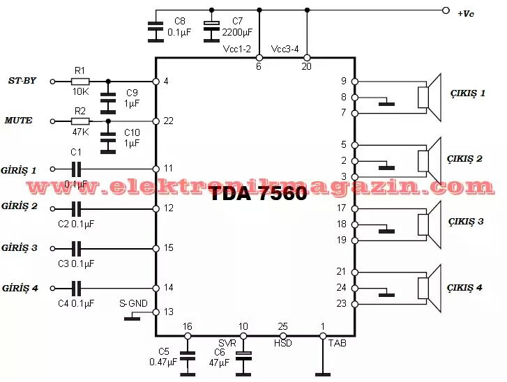 Схема подключения tda7560