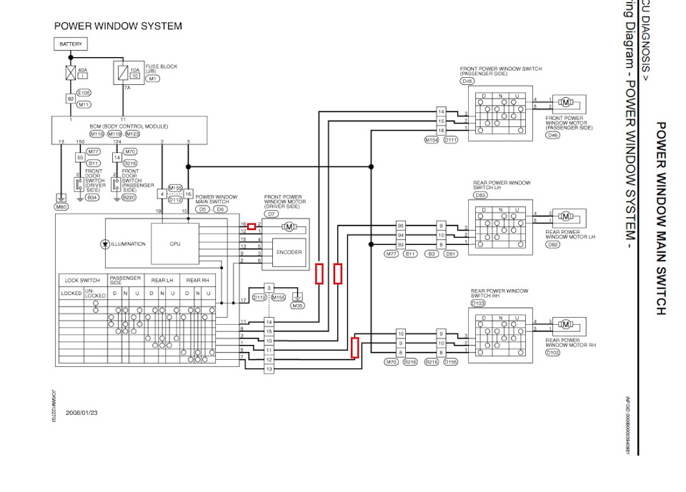 Схема стеклоподъемников ниссан ноут