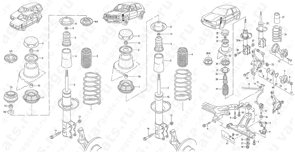 Передняя подвеска пассат б6 схема