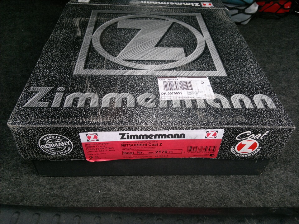 Тормозные диски Otto Zimmermann. — Mitsubishi Lancer X, 1,8 л, 2009 ...