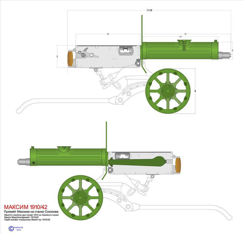 Пулемет максим чертежи и размеры из бумаги