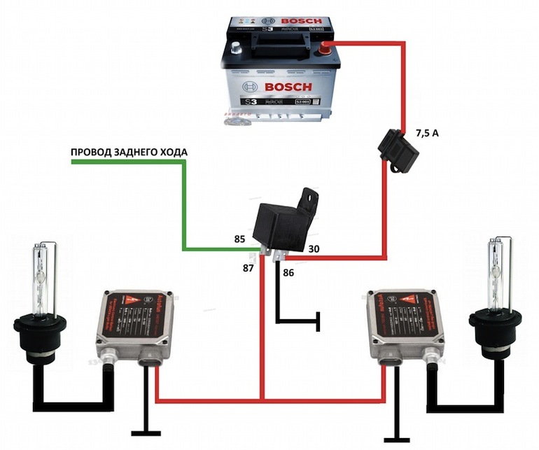 схема установки ксенона