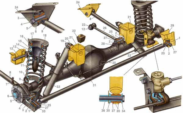 Крепление заднего моста ваз 2107 к кузову схема