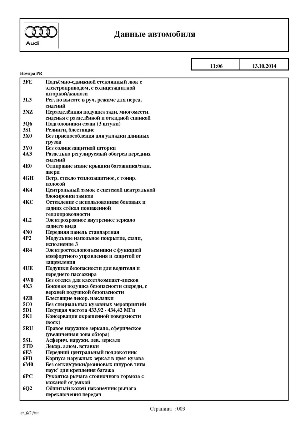 расшифровка vin-a и комплектации — Audi A4 Avant (B6), 2,4 л, 2002 года ...
