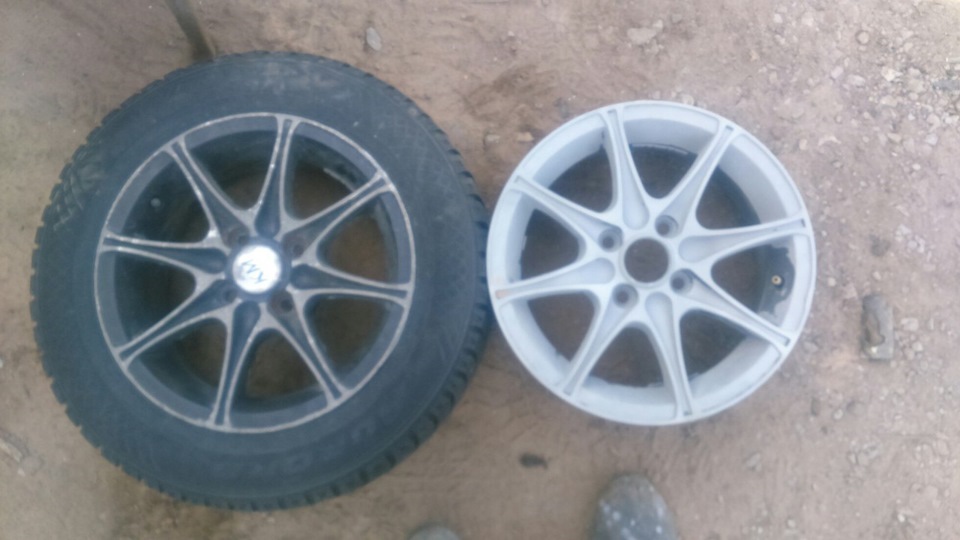 Пескоструй зимних дисков и покраска оных. — Mazda 323 VI, 1,5 л, 2000 ...