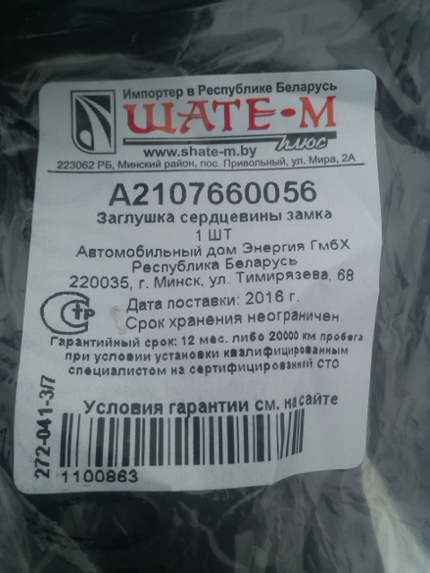 Заглушка в личинку замка — Renault Duster (1G), 1,6 л, 2013 года ...