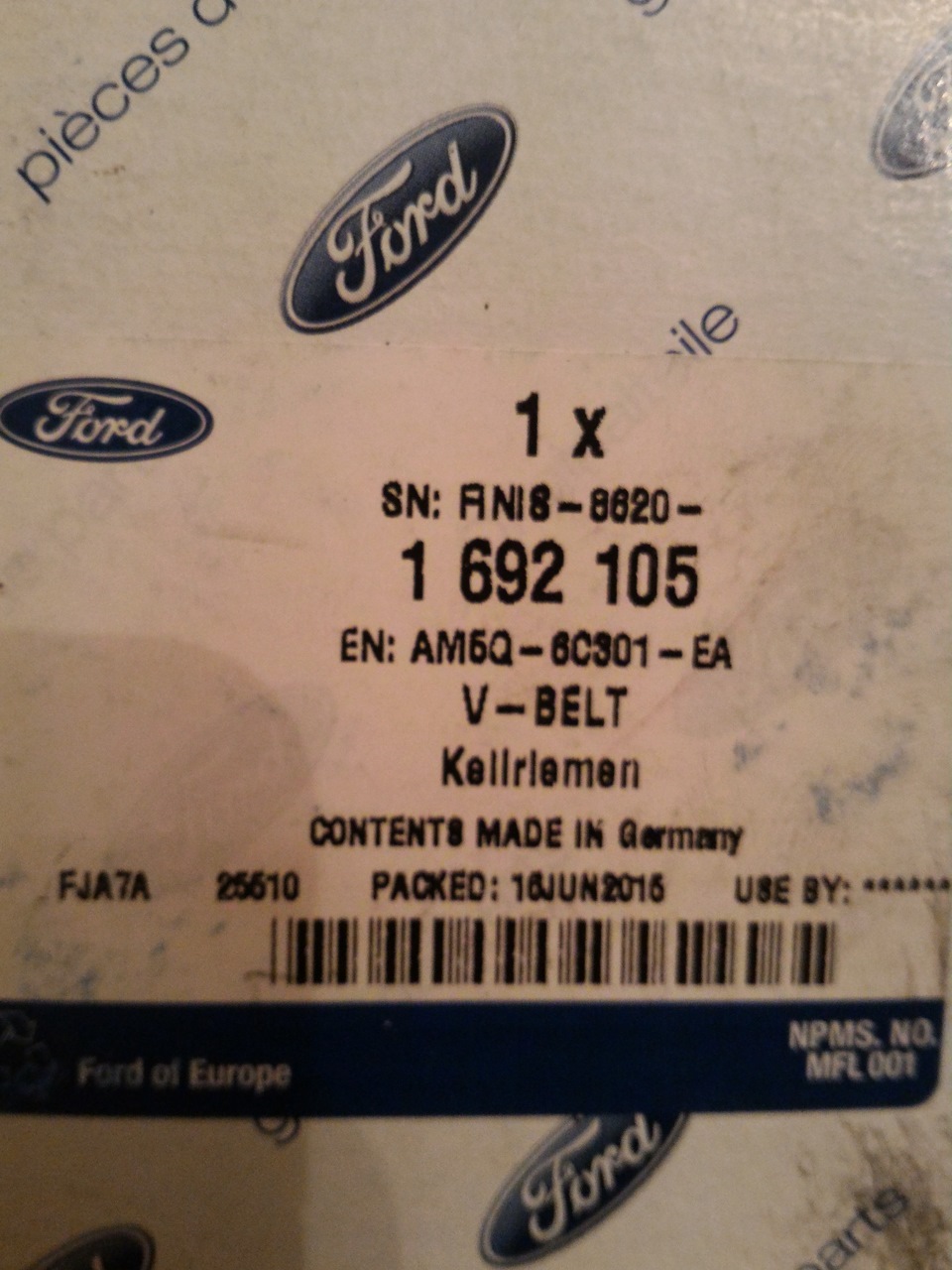 Ремень привода навесных агрегатов — Ford Focus Hatchback III, 1,6 л ...