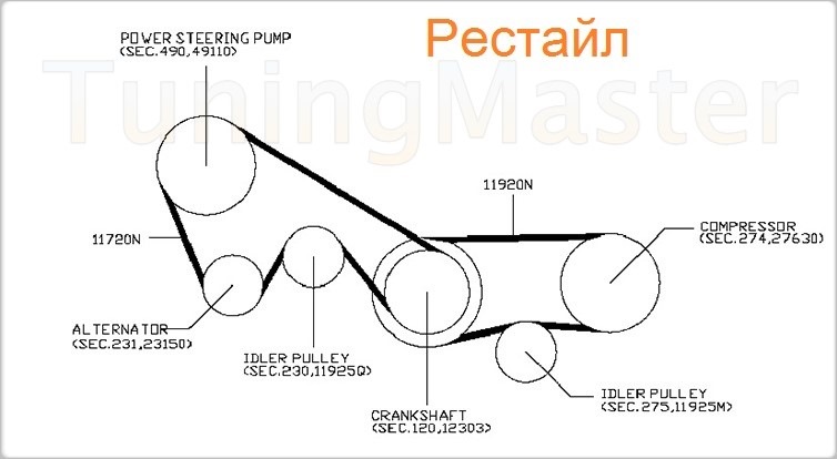 Схема ремня генератора инфинити g35