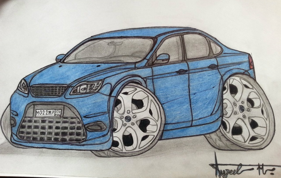 Рисунок на 2 страницы. Нарисовать Форд фокус. Шарж Ford Focus. Рисовалка фокус.