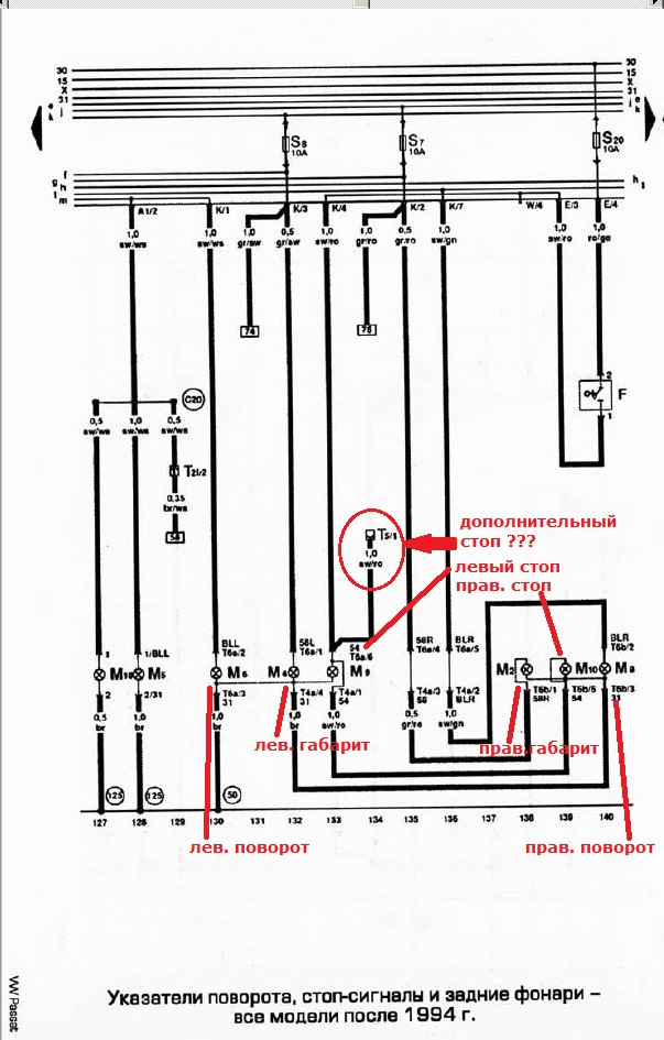 Не работают стоп сигналы фольксваген пассат б5
