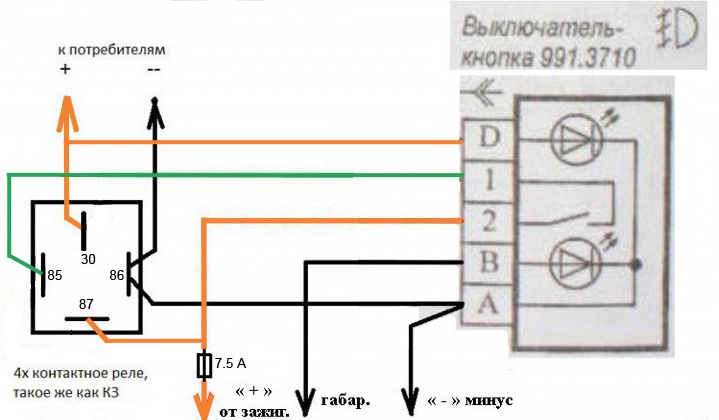 Распиновка кнопки газель