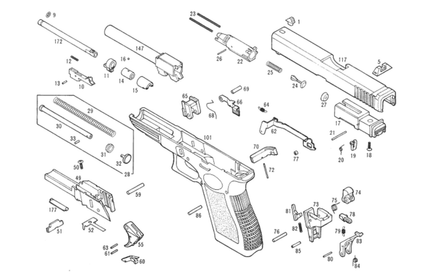 Пистолет glock 17 чертеж