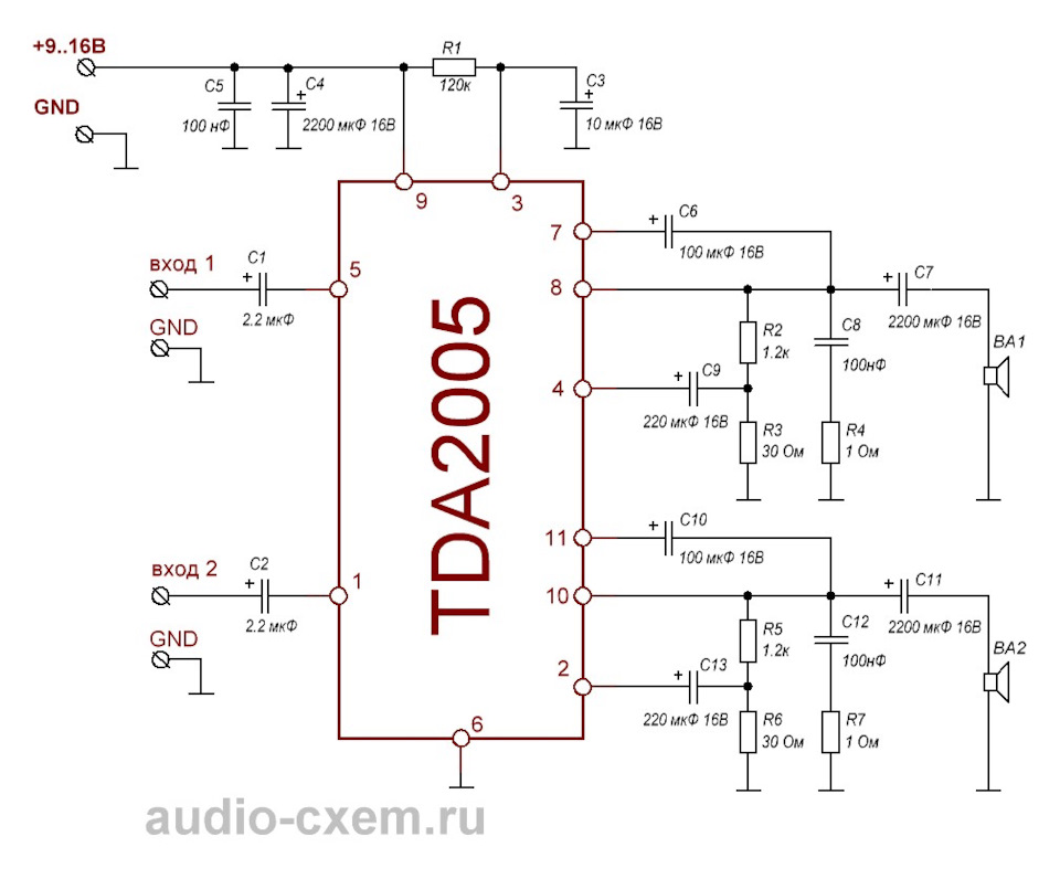 Tda2615 схема усилителя