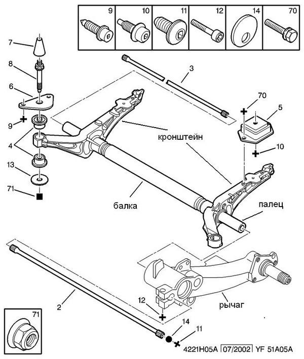 Схема задней балки пежо 206 седан