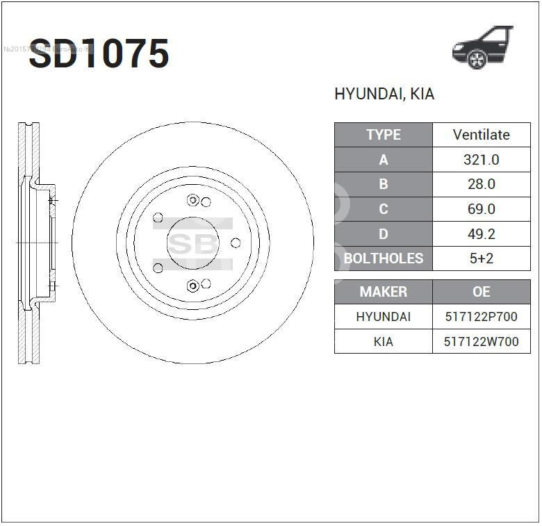SD1075 Диск тормозной SANGSIN | Запчасти на DRIVE2