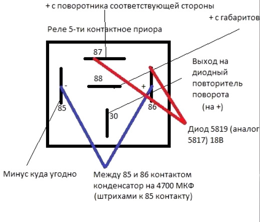 Как подключить поворотники через реле Установка Granta зеркал и подключение американок через реле - Datsun on-Do, 1,6 