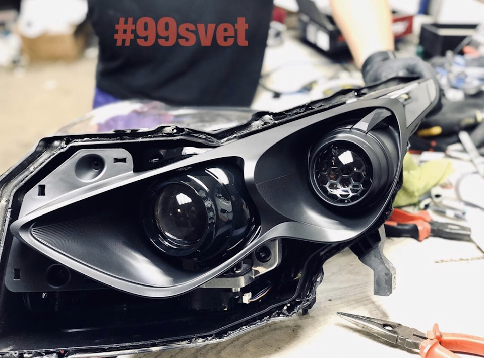 Как снять фару на инфинити qx 70 Тюнинг фар infiniti QX70 установка bi-led модулей, покраска + дхо в стиле Honey-
