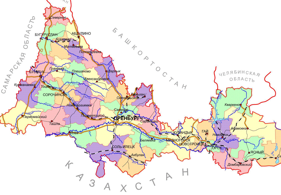 Карта россии город орск