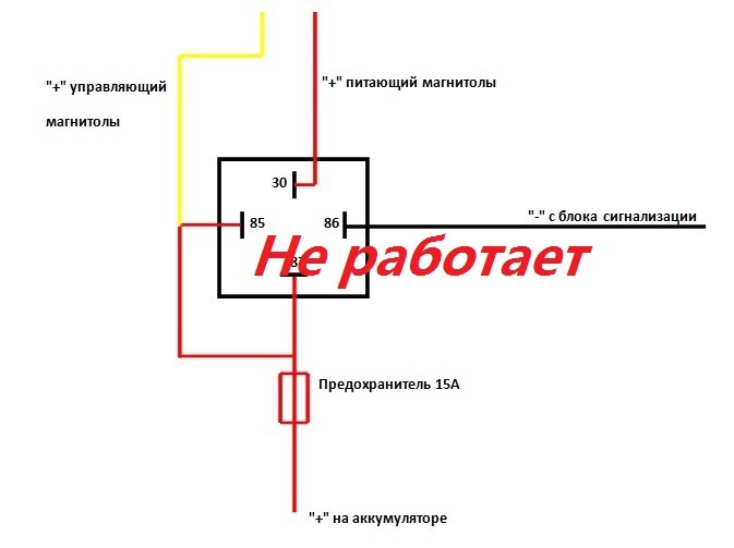 Схема подключения автомагнитолы через реле