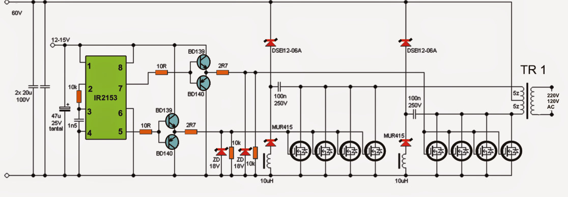Power inverter 1500w схема