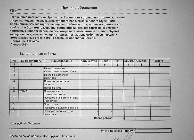 Заключение диагностики оборудования образец