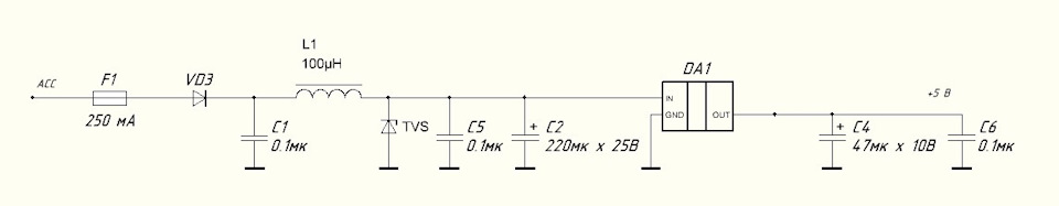 DA1 — 7805, TVS — 16-20V — Lada 21053