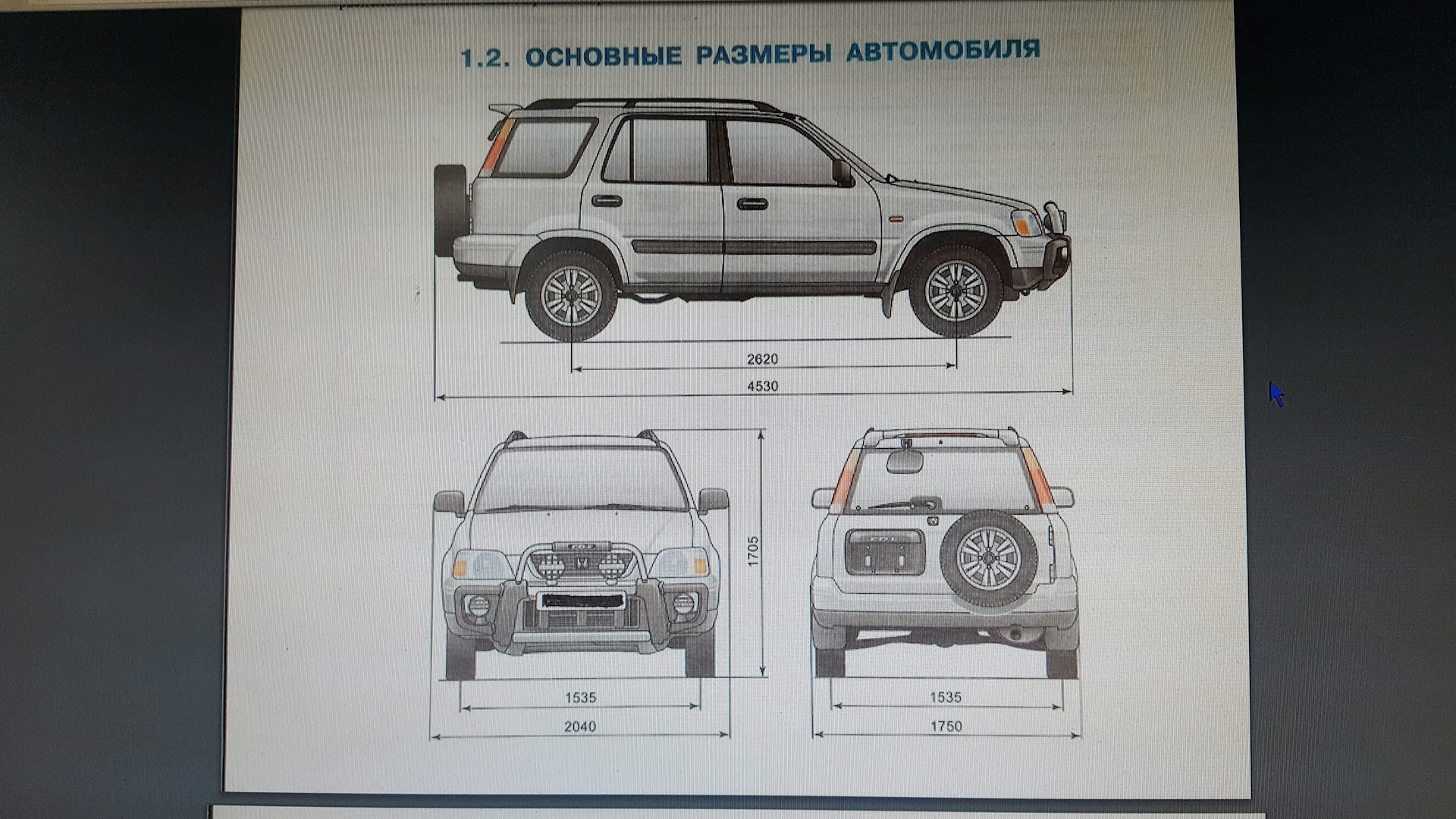 Хонда црв размер. Honda CR-V 2 габариты.