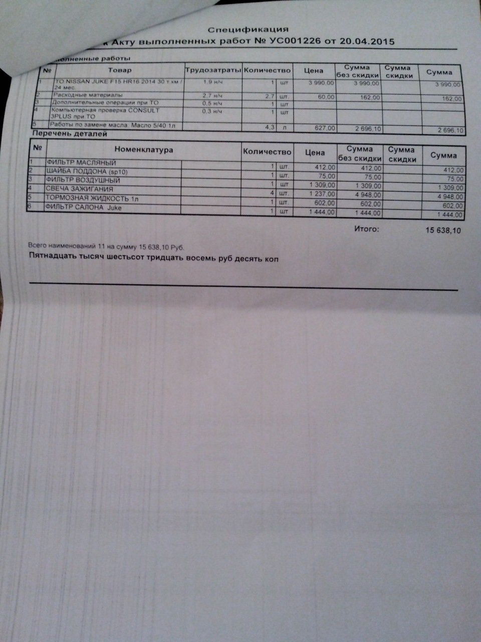 Плановое ТО — Nissan Juke (1G), 1,6 л, 2013 года | плановое ТО | DRIVE2